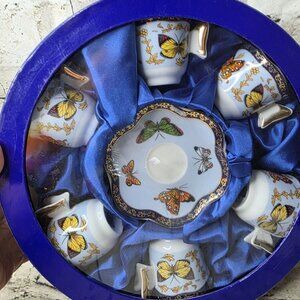 Classic Coffee & Tea 6 Butterfly Cups and 6 Saucers Box Set for Espresso